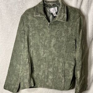 Susan Graver Style Vintage
Sage Green Textured Zipper
Jacket Womens Plus Size